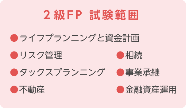 2級FP 試験範囲 ライフプランニングと資金計画、リスク管理、タックスプランニング、不動産、相続、事業承継、金融資産運用